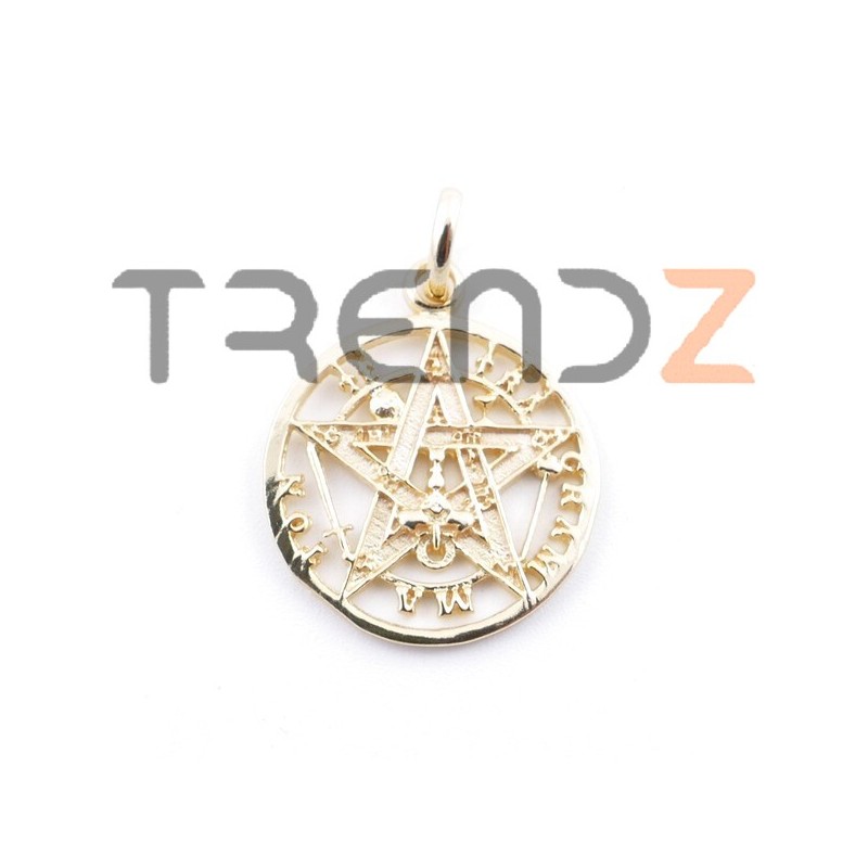 55444 COLGANTE TETRAGRAMMATON PLATA DE LEY CON BAÑO DORADO. DIAMETRO 18 MM